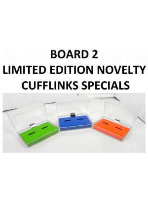 Board 2 - Novelty Cufflink SPECIALS (Quantities of cufflinks next to name of Cufflink ( () )